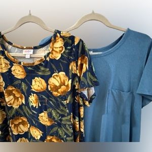 Two LuLaRoe Carley dresses with pocket Large
